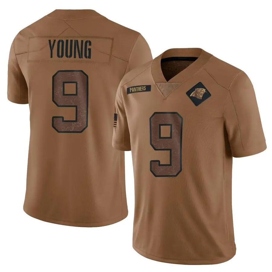 C.Panthers #9 Bryce Young Player Brown Salute To Service Limited Football Jerseys