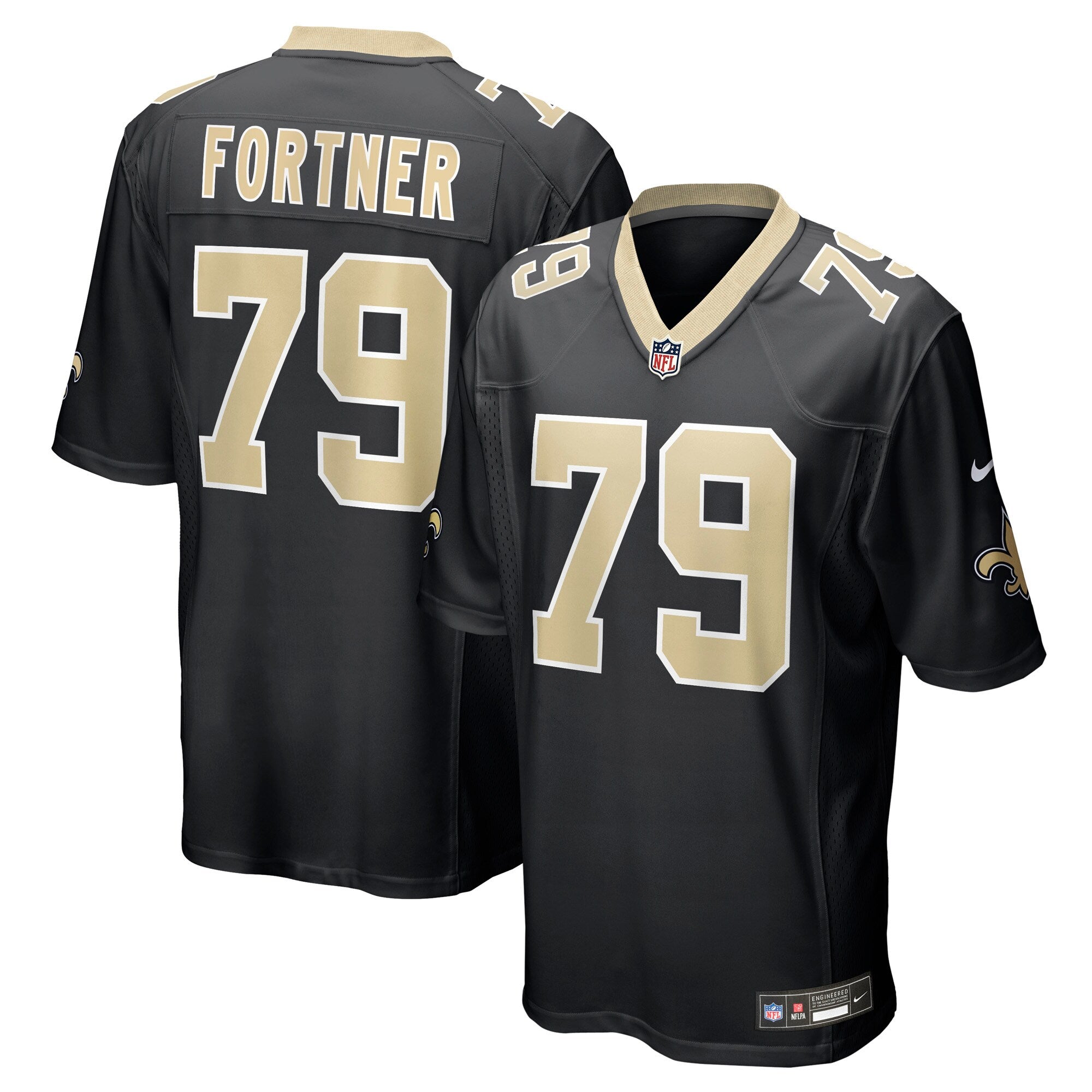 New Orleans Saints Luke Fortner Black Team Game Jersey