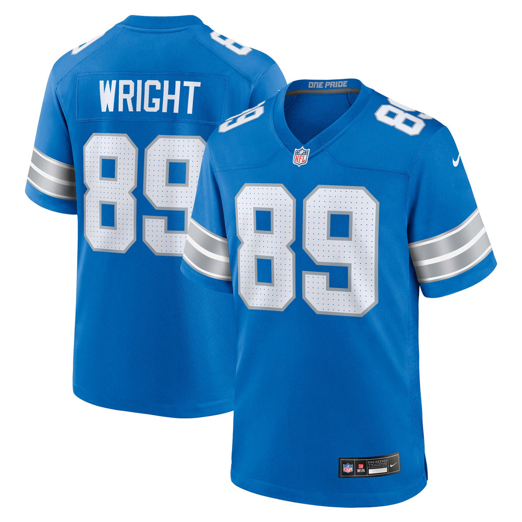 Detroit Lions Brock Wright Blue Team Game Jersey