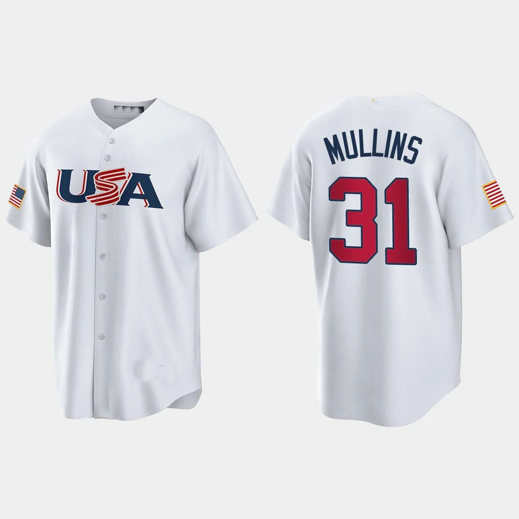 #31 CEDRIC MULLINS BALTIMORE ORIOLES 2023 WORLD BASEBALL CLASSIC USA REPLICA JERSEYC WHITE Stitches Baseball Jerseys