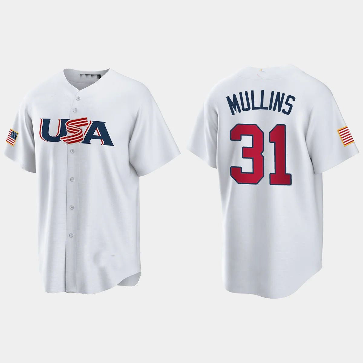 #31 CEDRIC MULLINS BALTIMORE ORIOLES 2023 WORLD BASEBALL CLASSIC USA REPLICA JERSEYC WHITE Stitches Baseball Jerseys