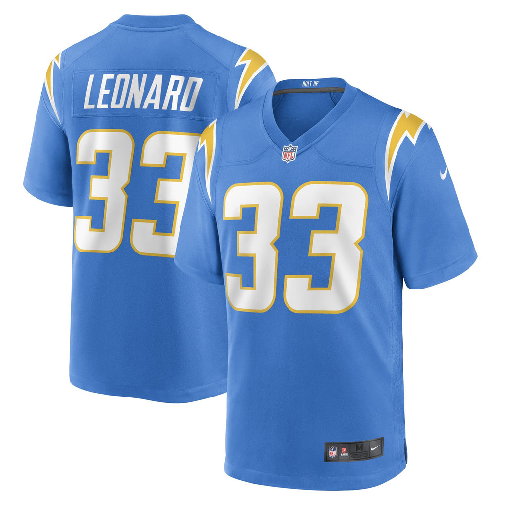 Los Angeles Chargers Deane Leonard Powder Blue Game Player Jersey
