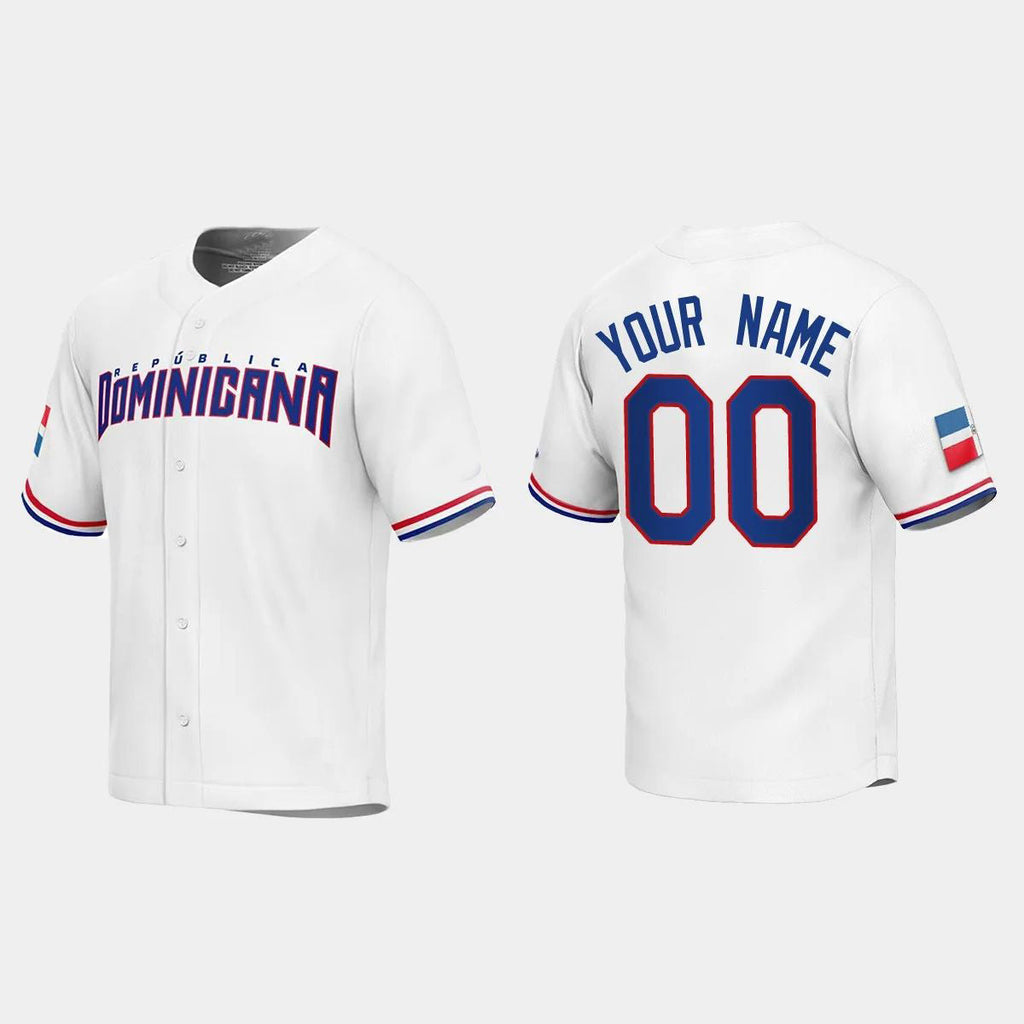 CUSTOM DOMINICAN REPUBLIC BASEBALL 2023 WORLD BASEBALL CLASSIC REPLICA JERSEY C WHITE Stitches Baseball Jerseys