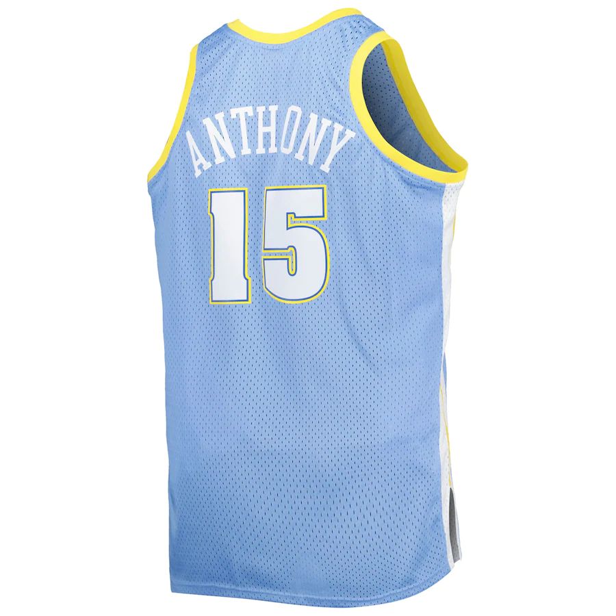 D.Nuggets #15 Carmelo Anthony Big & Tall Hardwood Classics 2003-04 Swingman Jersey Powder Blue Stitched American Basketball Jersey