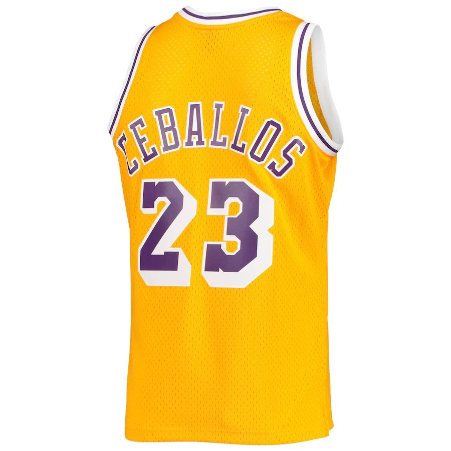 LA.Lakers #23 Cedric Ceballos 1994-95 Hardwood Classics Swingman Jersey Gold Stitched American Basketball Jersey
