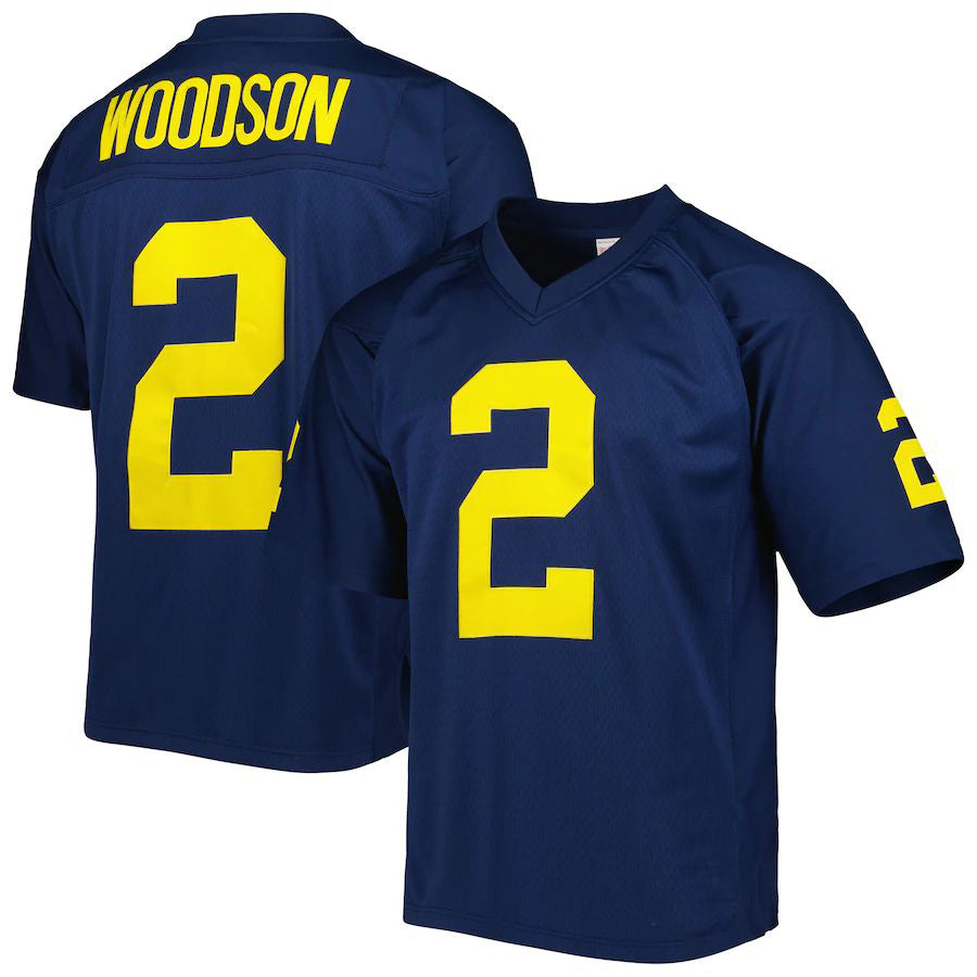 M.Wolverines #2 Charles Woodson Authentic Jersey Navy Stitched American College Jerseys