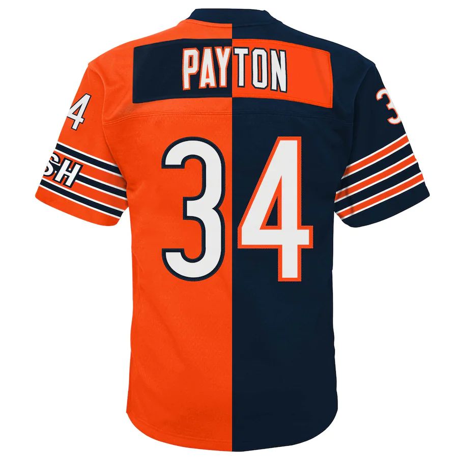C.Bears #34 Walter Payton NavyOrange 1985 Split Legacy Replica Jersey Stitched American Football Jerseys