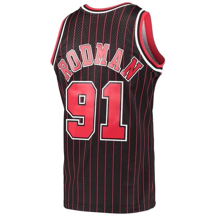 C.Bulls #91 Dennis Rodman Hardwood Classics Swingman Jersey - Black American Basketball Jersey