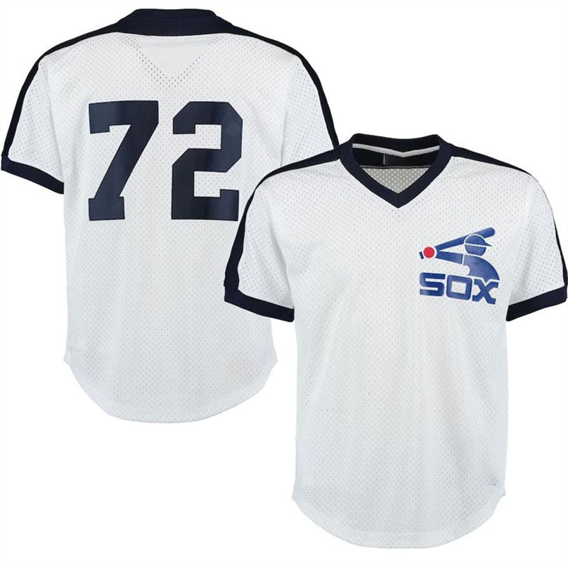 Chicago White Sox #72 Carlton Fisk White Cooperstown Mesh Batting Practice Jersey