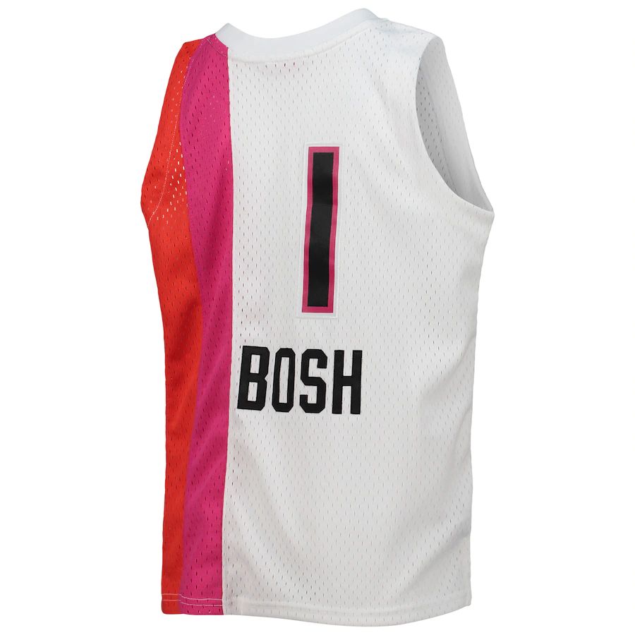M.Heat #1 Chris Bosh 2011-12 Hardwood Classics Swingman Jersey White Stitched American Basketball Jersey