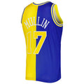 G.State Warriors #17 Chris Mullin Hardwood Classics 1993-94 Split Swingman Jersey Royal Gold Stitched American Basketball Jersey
