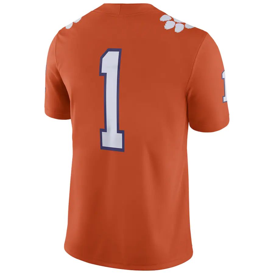 #1 C.Tigers Home Game Jersey Football Jersey Orange Stitched American College Jerseys