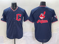 Cleveland Guardians Team Big Logo Navy 2025 Alternate Limited Stitched Baseball Jersey