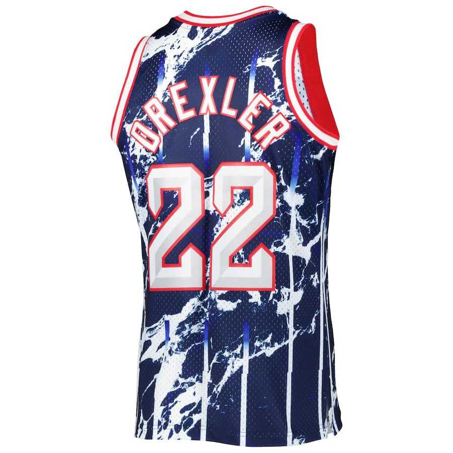 H.Rockets #22 Clyde Drexler 1996-97 Hardwood Classics Marble Swingman Jersey Navy Stitched American Basketball Jersey