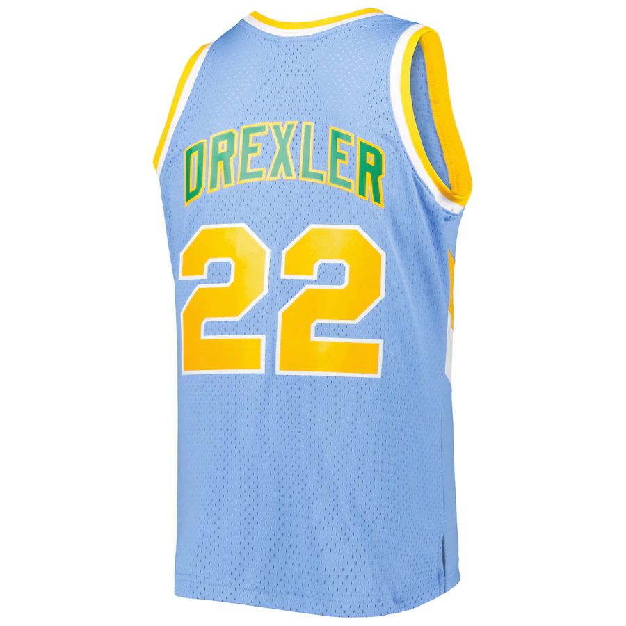 P.Trail Blazers #22 Clyde Drexler 1983-84 Hardwood Classics Reload 3.0 Swingman Jersey Light Blue Stitched American Basketball Jersey