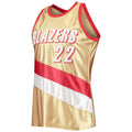 P.Trail Blazers #22 Clyde Drexler 75th Anniversary 1991-92 Hardwood Classics Swingman Jersey Gold Stitched American Basketball Jersey