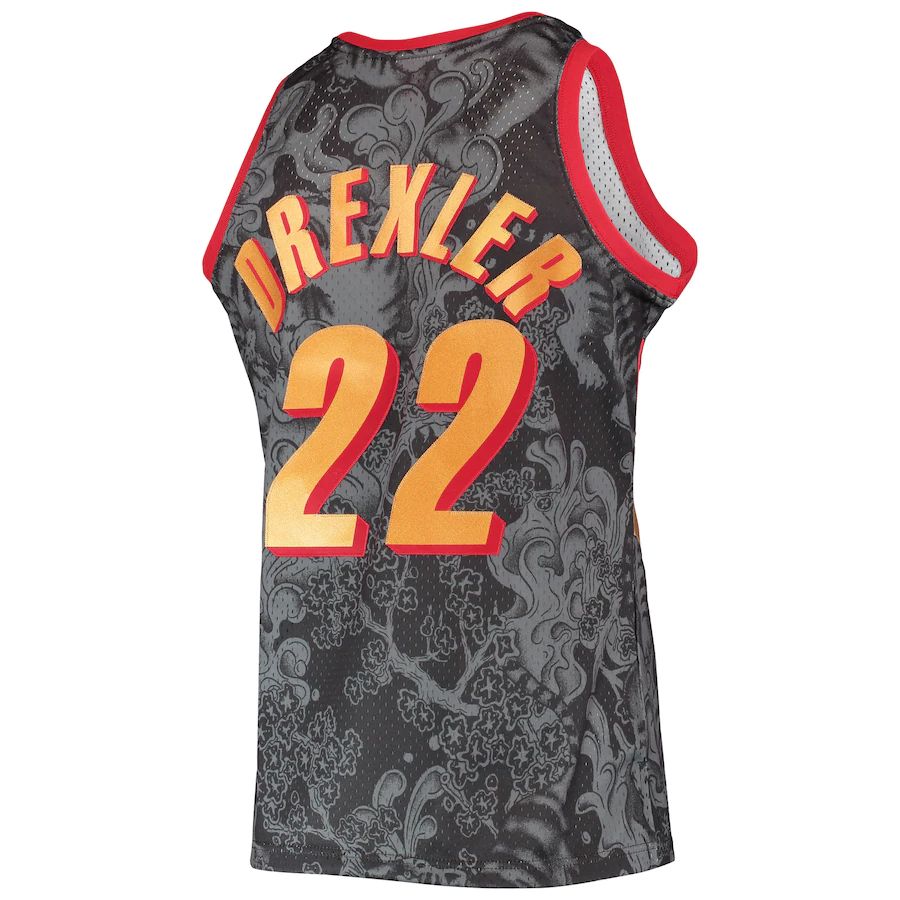 P.Trail Blazers #22 Clyde Drexler Hardwood Classics 1991-92 Lunar New Year Swingman Jersey Black Stitched American Basketball Jersey