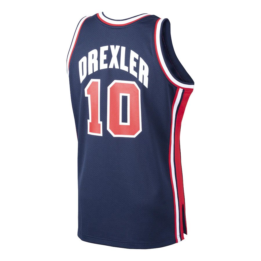 P.Trail Blazers #10 Clyde Drexler Basketball Home 1992 Dream Team Authentic Jersey Navy Stitched American Basketball Jersey