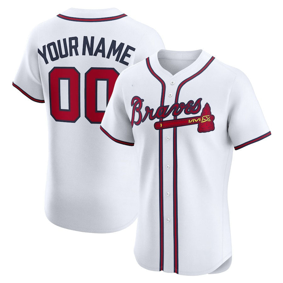 Custom Atlanta Braves Home Elite Jersey White Baseball Jerseys