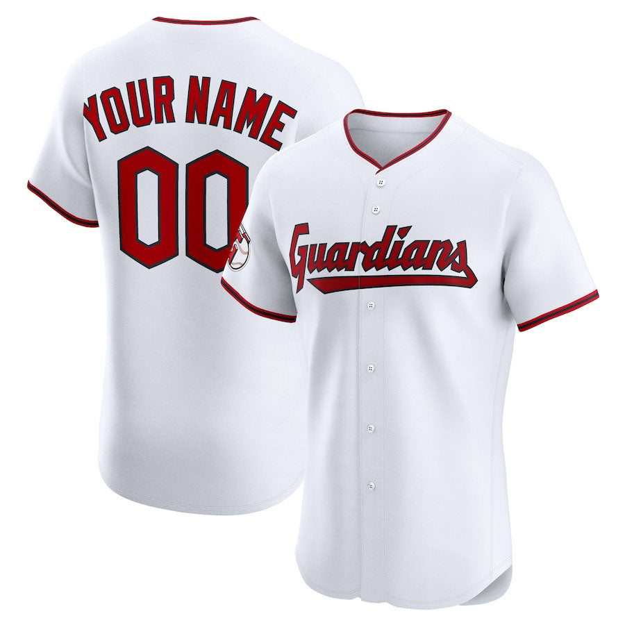 Custom Cleveland Guardians Home Elite Jersey White Stitched Baseball Jerseys