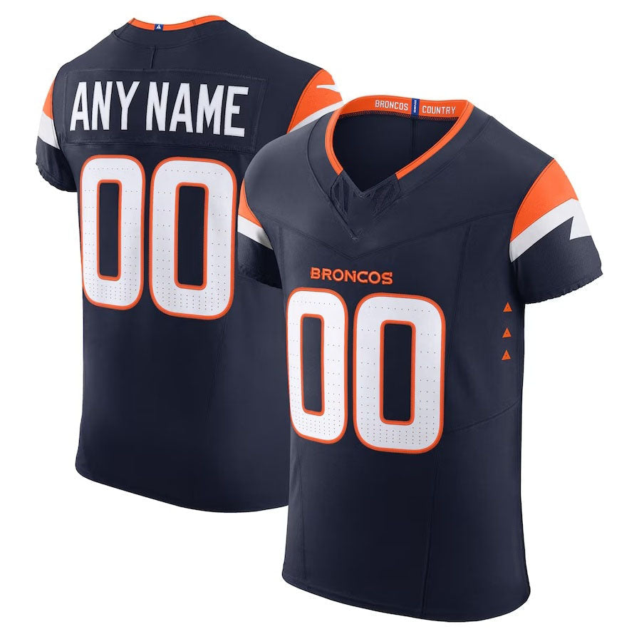 Custom D.Broncos Navy Alternate Vapor F.U.S.E. Elite Stitched Football Jersey