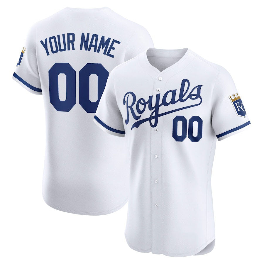 Custom Kansas City Royals Home Elite Jersey White Stitched Baseball Jersey