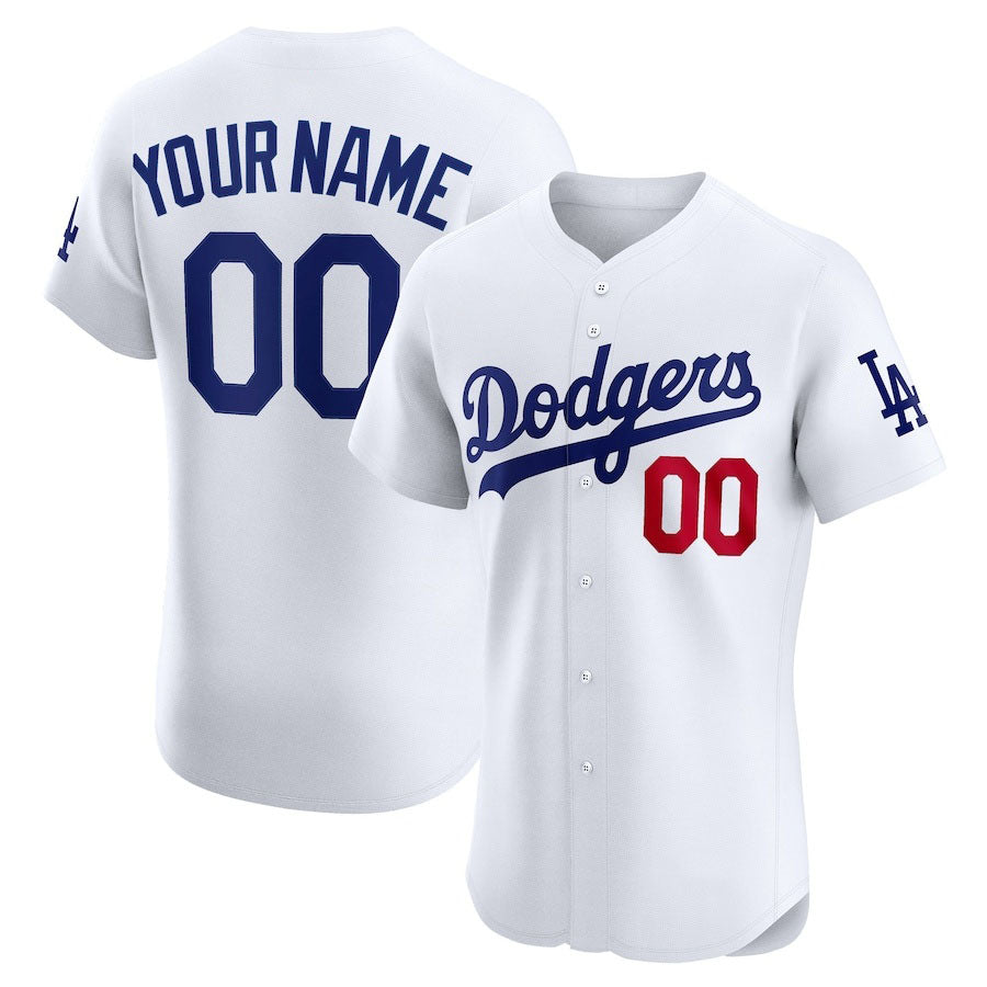 Custom Los Angeles Dodgers Home Elite Jersey White Stitched Baseball Jersey