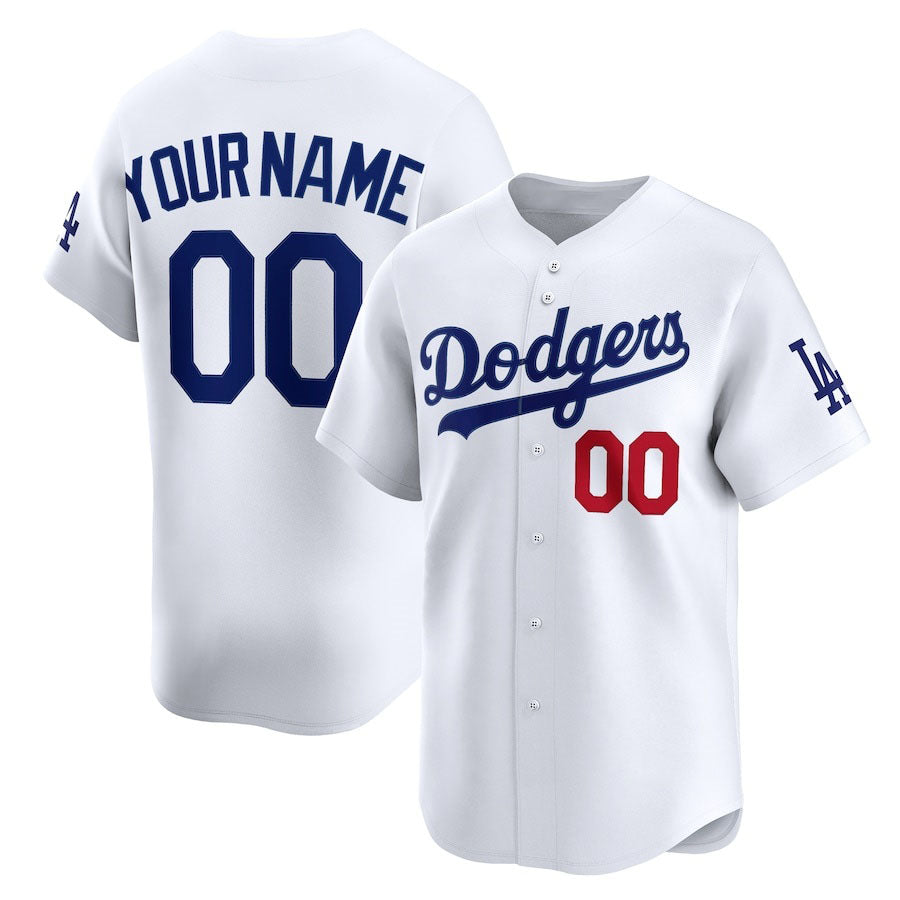 Custom Los Angeles Dodgers Home Limited Jersey White Stitched Baseball Jersey
