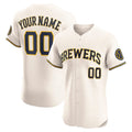 Custom Milwaukee Brewers Home Elite Jersey Cream Stitched Baseball Jersey