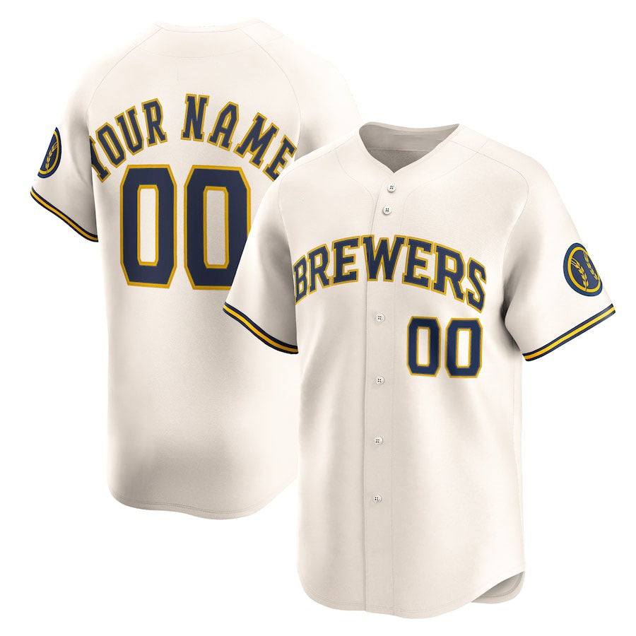 Custom Milwaukee Brewers Home Limited Jersey Cream Stitched Baseball Jersey