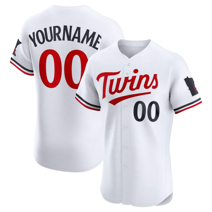 Custom Minnesota Twins Home Elite Jersey White Stitched Baseball Jersey