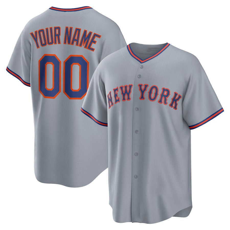 Custom New York Mets Away Jersey4u 2.0 Jersey Gray Stitched Baseball Jersey