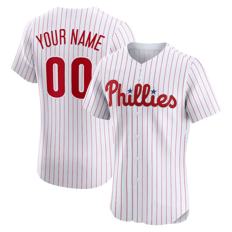 Custom Philadelphia Phillies Home Elite Jersey White Stitched Baseball Jersey