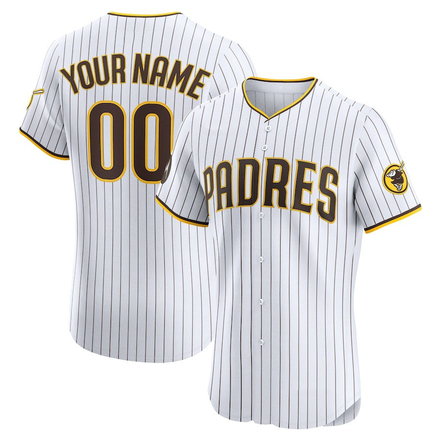 Custom San Diego Padres Home Elite Sponsor Patch Jersey White Stitched Baseball Jersey