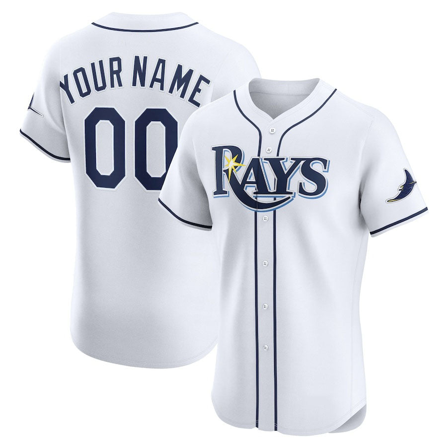 Custom Tampa Bay Rays Home Elite Jersey White Stitched Baseball Jersey