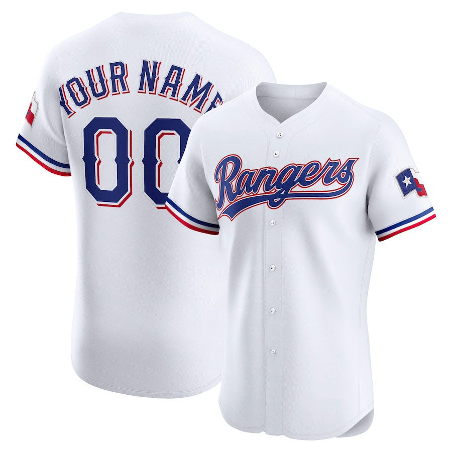 Custom Texas Rangers Home Elite Jersey White Stitched Baseball Jersey