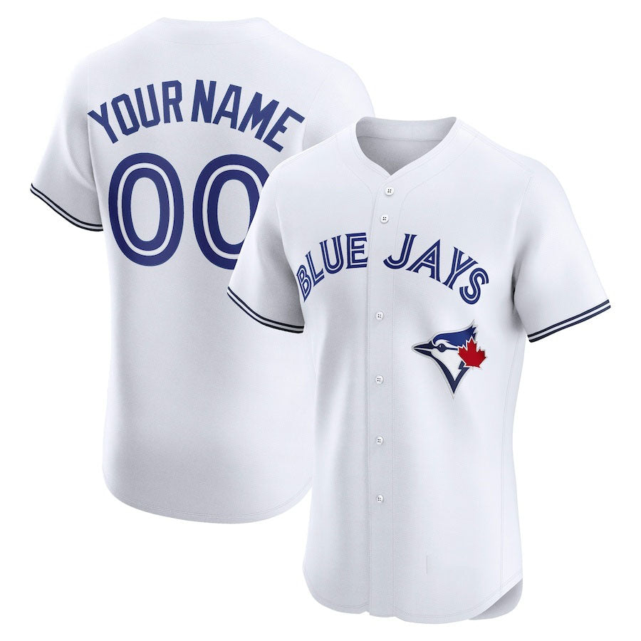 Custom Toronto Blue Jays Home Elite Jersey White Stitched Baseball Jersey