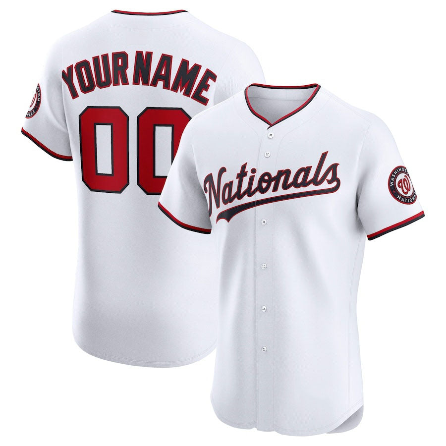 Custom Washington Nationals Home Elite Jersey White Stitched Baseball Jersey