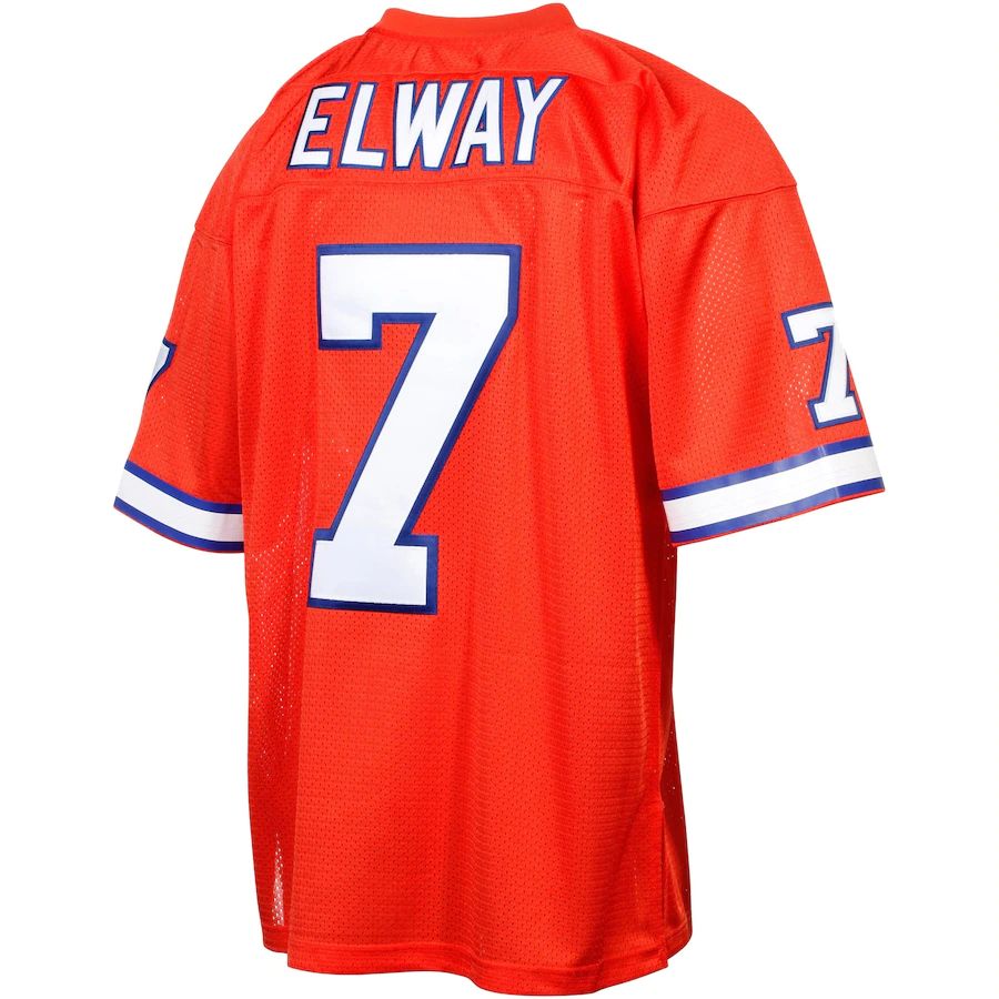 D.Broncos #7 John Elway Orange Silver Anniversary Authentic Throwback Jersey Stitched American Football Jerseys