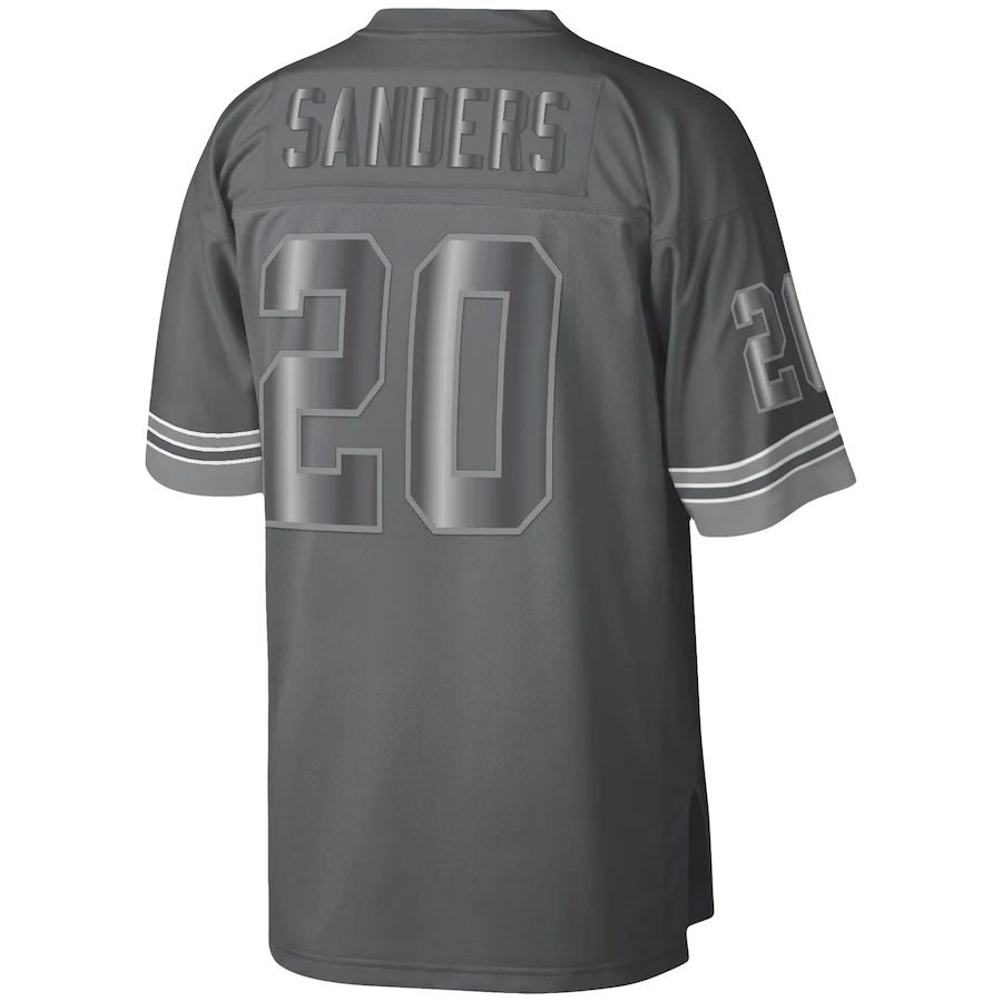 D.Lions #20 Barry Sanders Charcoal 1996 Retired Player Metal Legacy Jersey Stitched American Football Jerseys