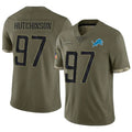 D.Lions #97 Aidan Hutchinson Player Salute To Service Olive Football Jerseys