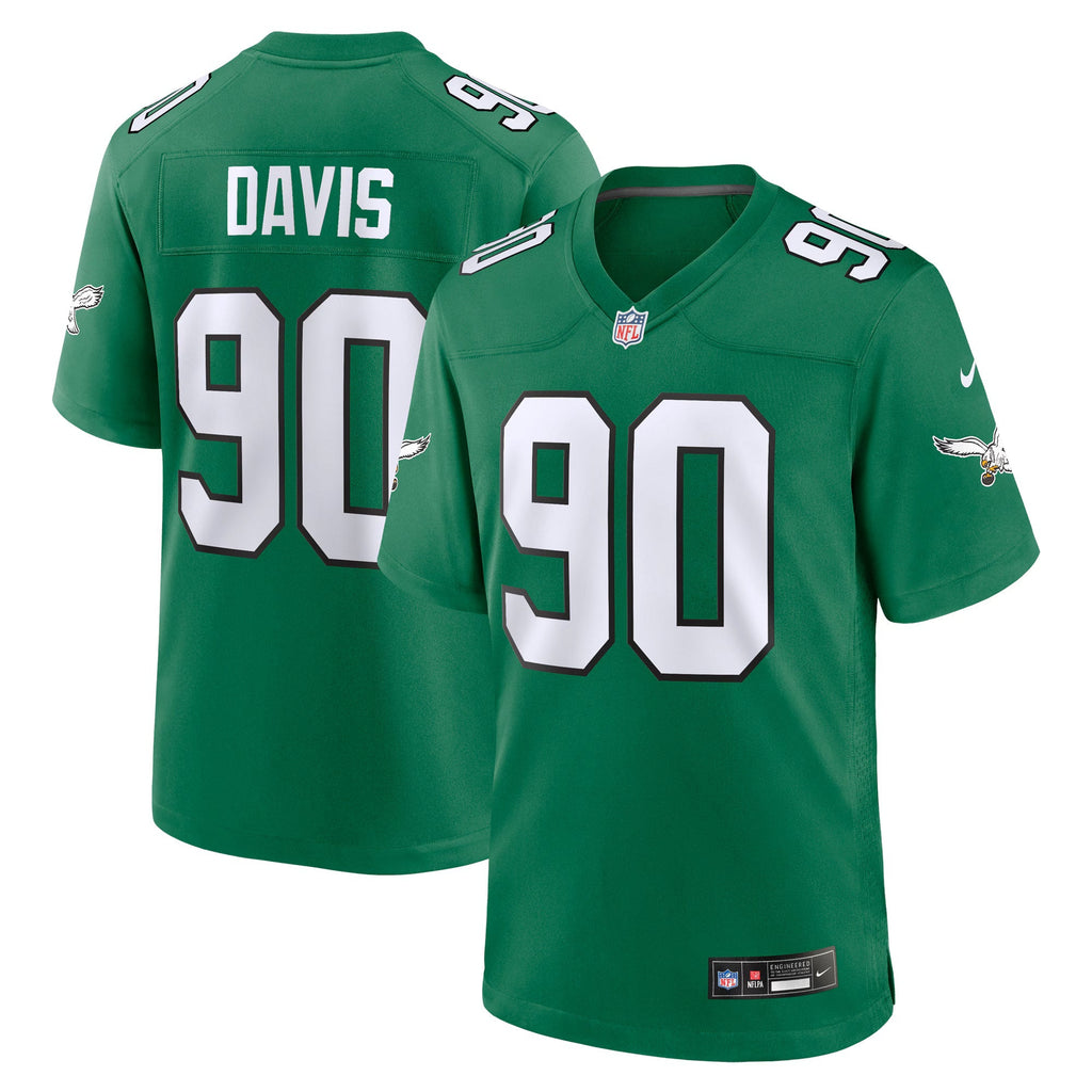 Philadelphia Eagles Jordan Davis Kelly Green Alternate Game Jersey
