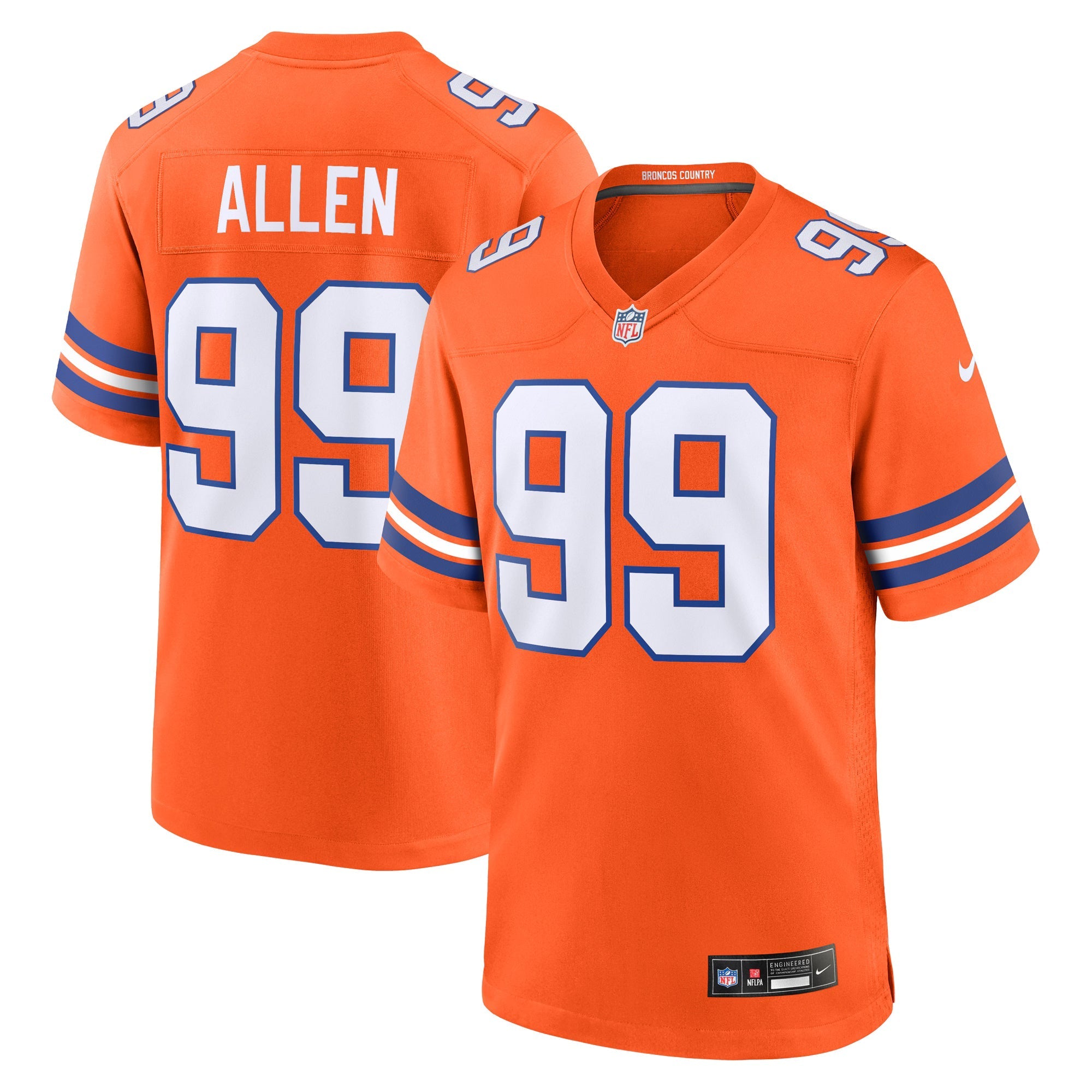 Denver Broncos Zach Allen Orange Alternate Game Jersey