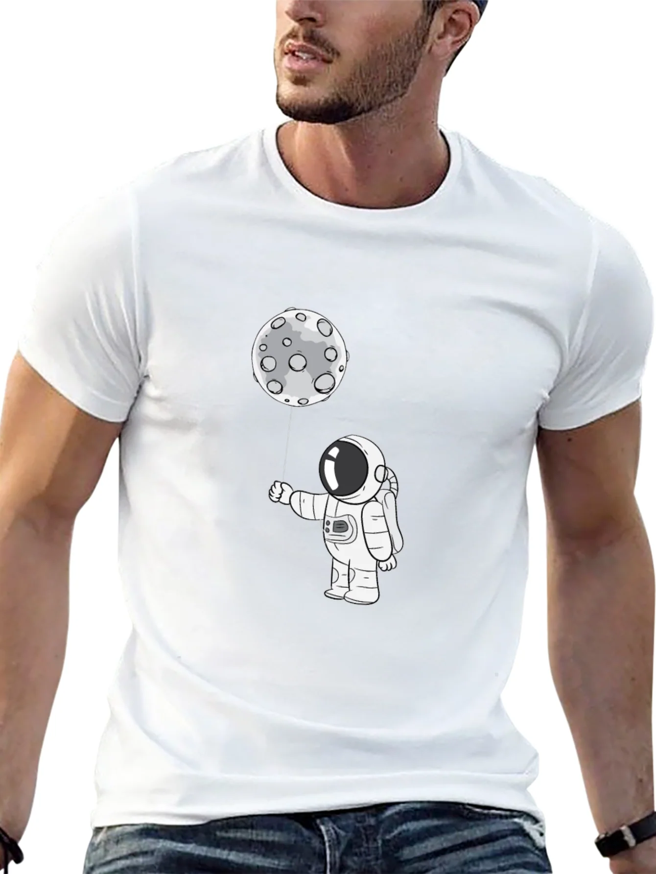 Astronaut Moon Balloon Graphic T-Shirt