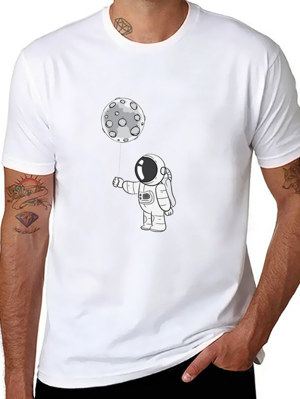 Astronaut Moon Balloon Graphic T-Shirt