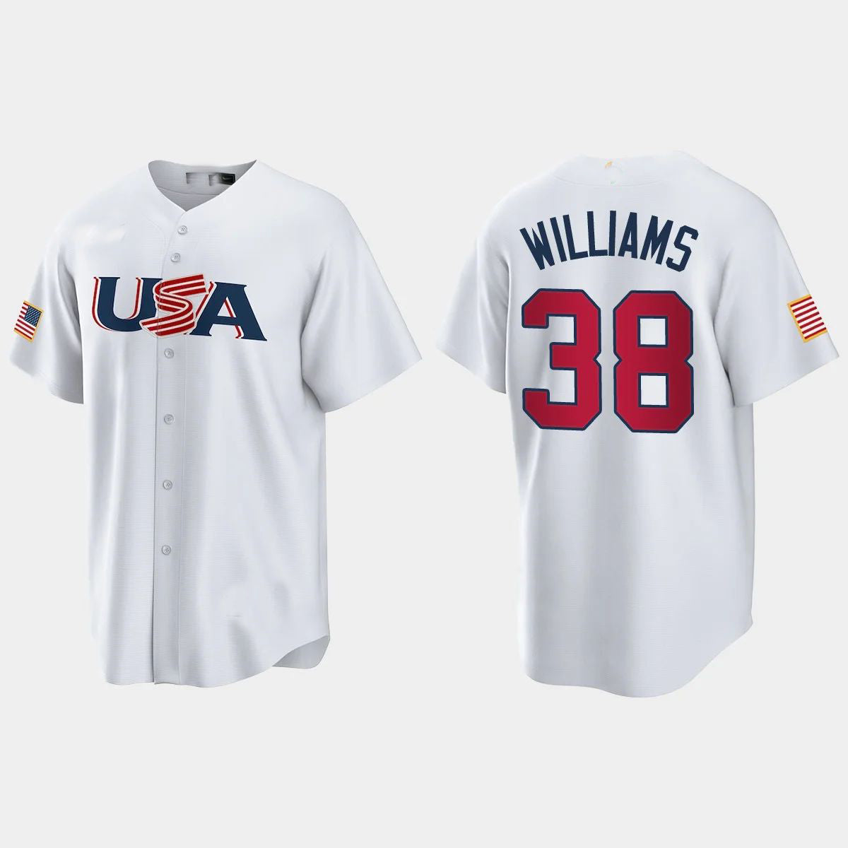 #38 DEVIN WILLIAMS MILWAUKEE BREWERS 2023 WORLD BASEBALL CLASSIC USA REPLICA JERSEYC WHITE Stitches Baseball Jerseys