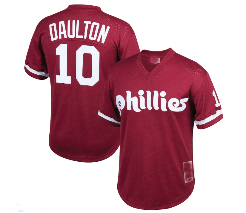 Philadelphia Phillies #10 Darren Daulton Cooperstown Collection Mesh Batting Practice Jersey - Burgundy Baseball Jerseys