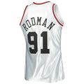 C.Bulls #91 Dennis Rodman 1997-98 Hardwood Classics 75th Anniversary Swingman Jersey Platinum Stitched American Basketball Jersey
