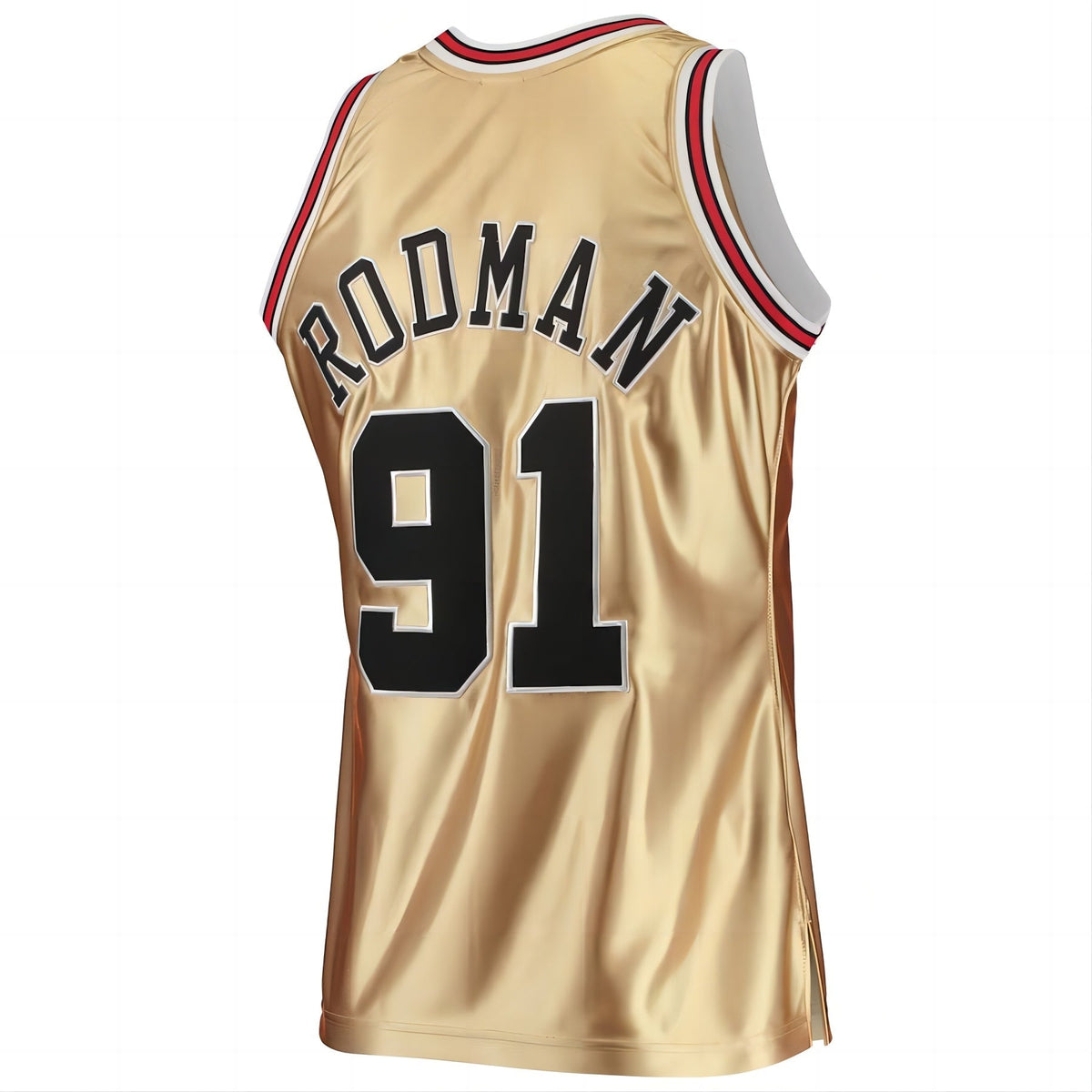 C.Bulls #91 Dennis Rodman 75th Anniversary 1997-98 Hardwood Classics Swingman Jersey Gold Stitched American Basketball Jersey
