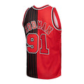 C.Bulls #91 Dennis Rodman Big & Tall Hardwood Classics 1995-96 Split Swingman Jersey Red Black Stitched American Basketball Jersey